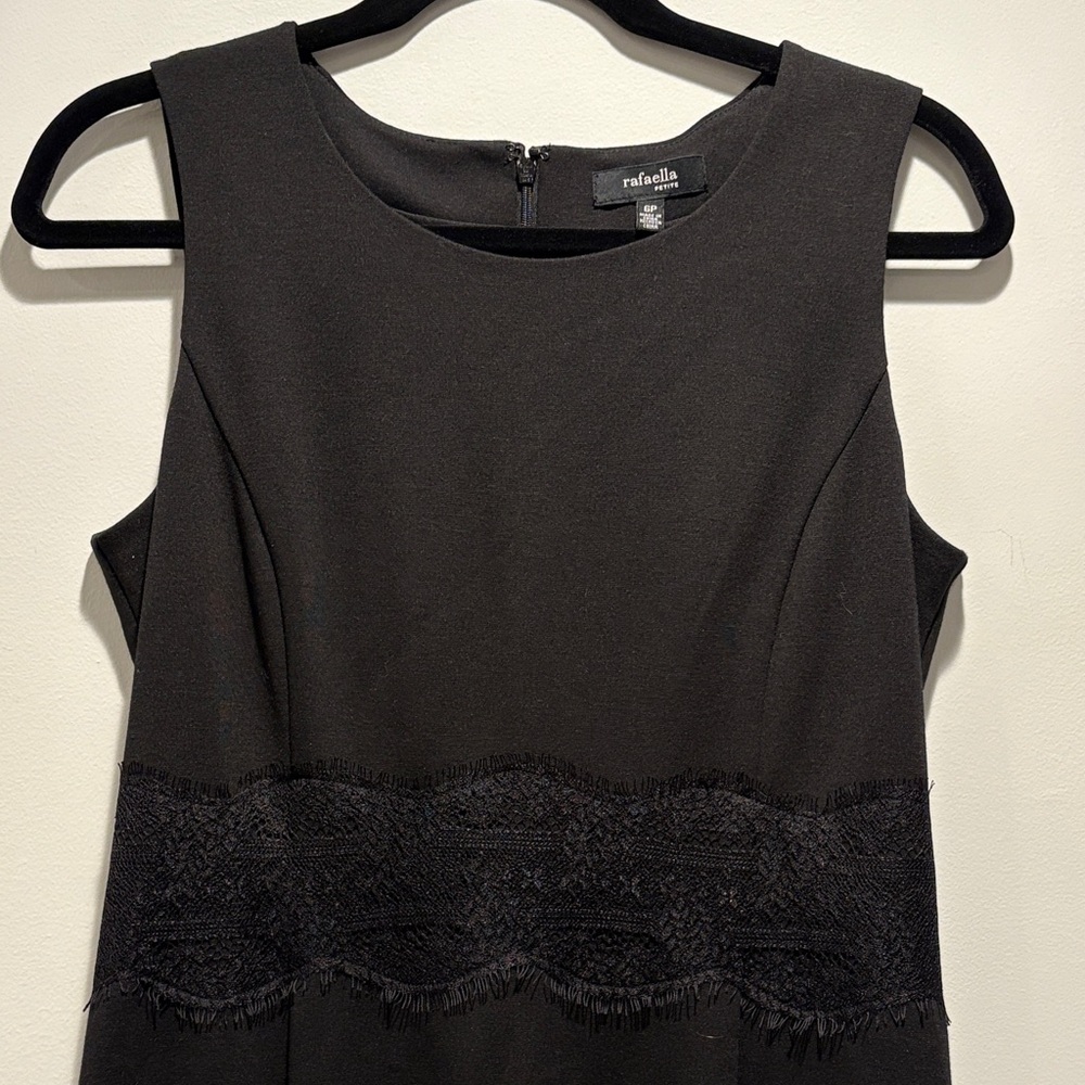 Rafaella Black Sleeveless Sheath Dress Lace Waist Inlay Size 6P LBD - Picture 2 of 11
